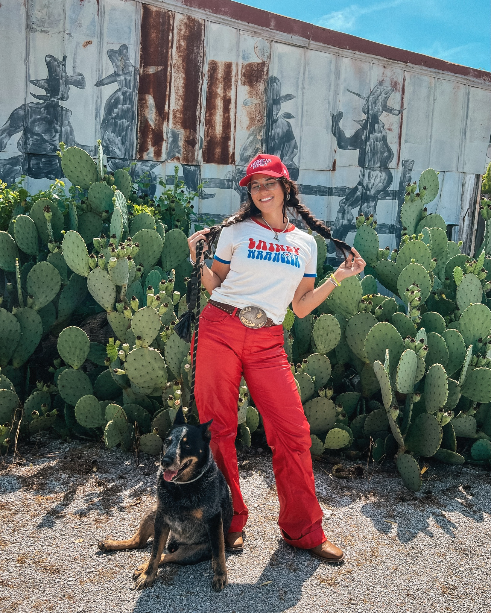Perfect 4th of July outfit for a cowgirl 

Use code NEONWRANGLER at mad hatter for a discount. 

Shirt is from Wrangler but sold out. Pants are Ranch Dress’n red metallics. I’m in a size Large. 

Western boots. cowgirl boots. 4th of July. Cowgirl outfit 

#LTKSeasonal #LTKShoeCrush #LTKMidsize