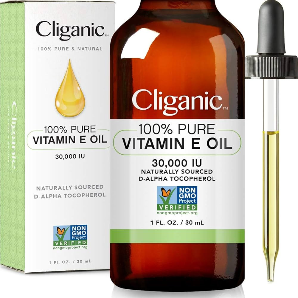 Cliganic 100% Pure Vitamin E Oil for Skin, Hair & Face - 30,000 IU, Non-GMO Verified | Natural D-... | Amazon (US)
