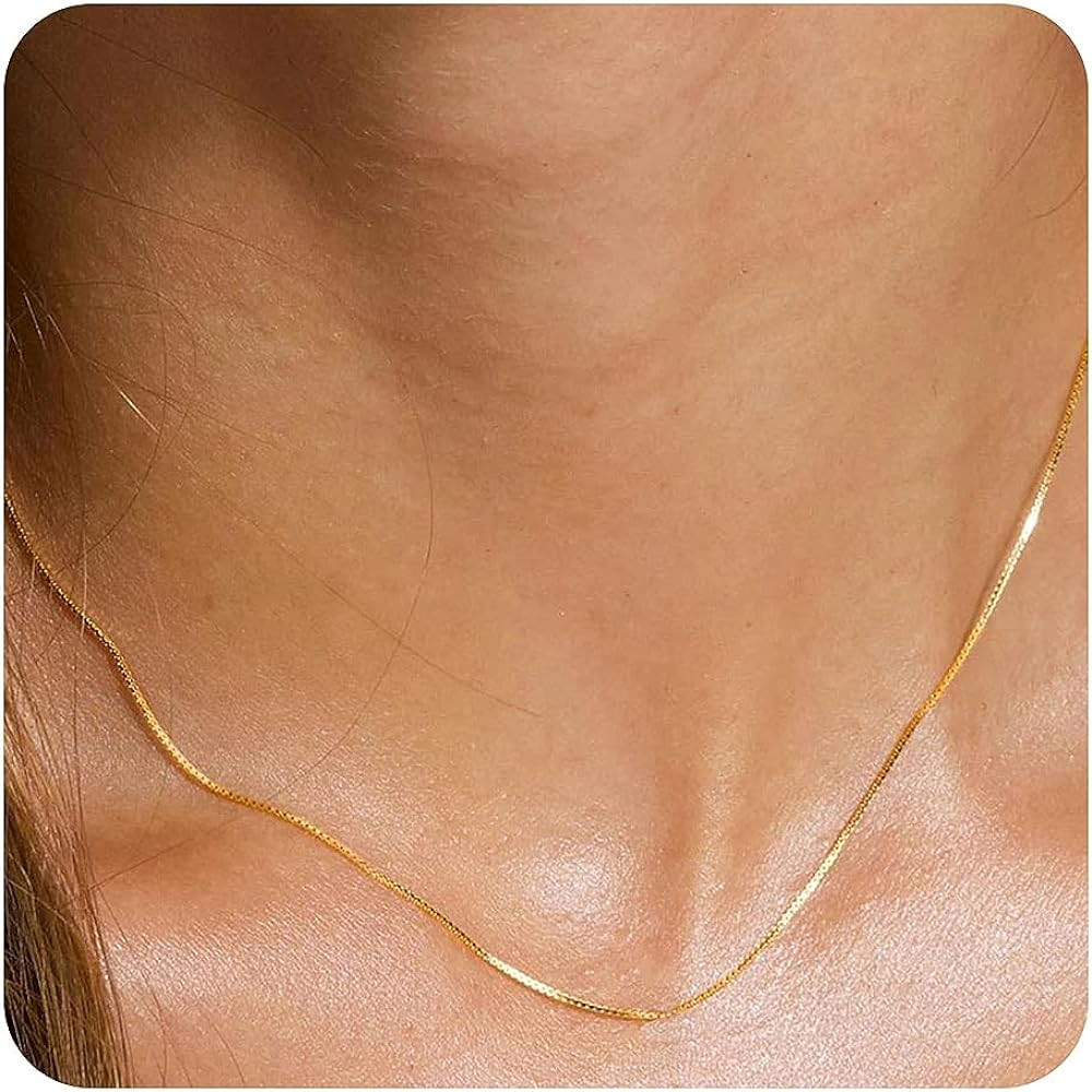 Dainty Choker Necklace for Women 18K Gold Plated Shining Dots Box Chain Sparkle Necklaces Cute Pa... | Amazon (US)
