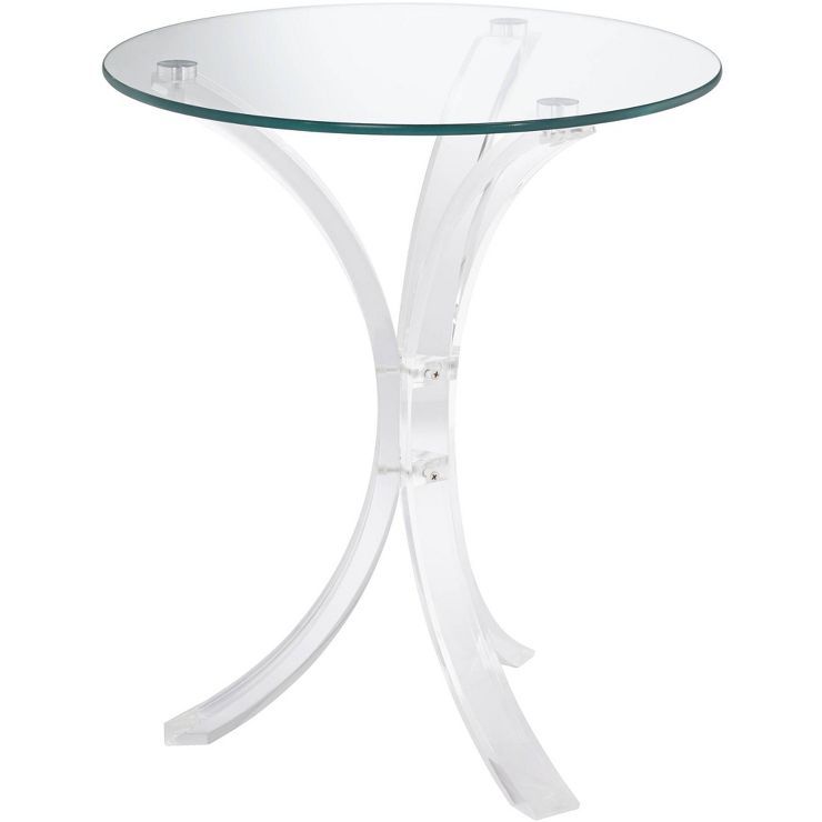 Studio 55D Modern Acrylic Round Accent Table 18" Wide Clear Tempered Glass Tabletop Curved Legs f... | Target
