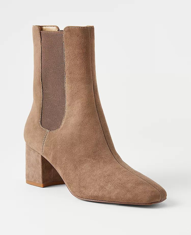 High Shaft Suede Heeled Booties | Ann Taylor (US)