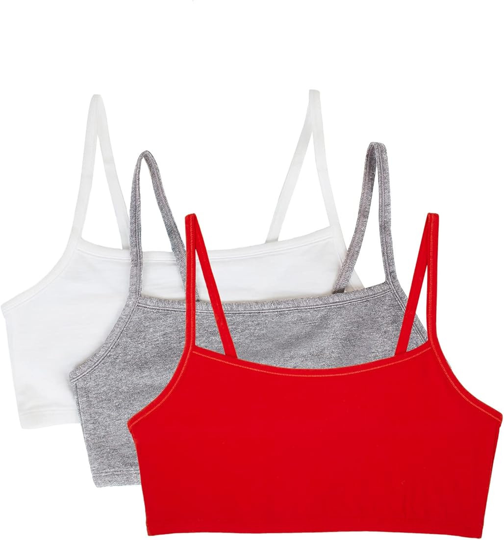 Fruit of the Loom Women's Spaghetti Strap Cotton Pull Over 3 Pack Sports Bra | Amazon (US)