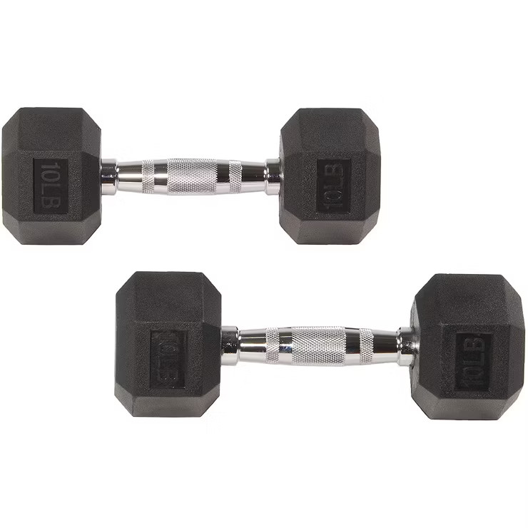 Sporzon Exercise Equipment Rubber Encased Pair of Hexagon Handheld Weight Dumbbells with Contoure... | Target