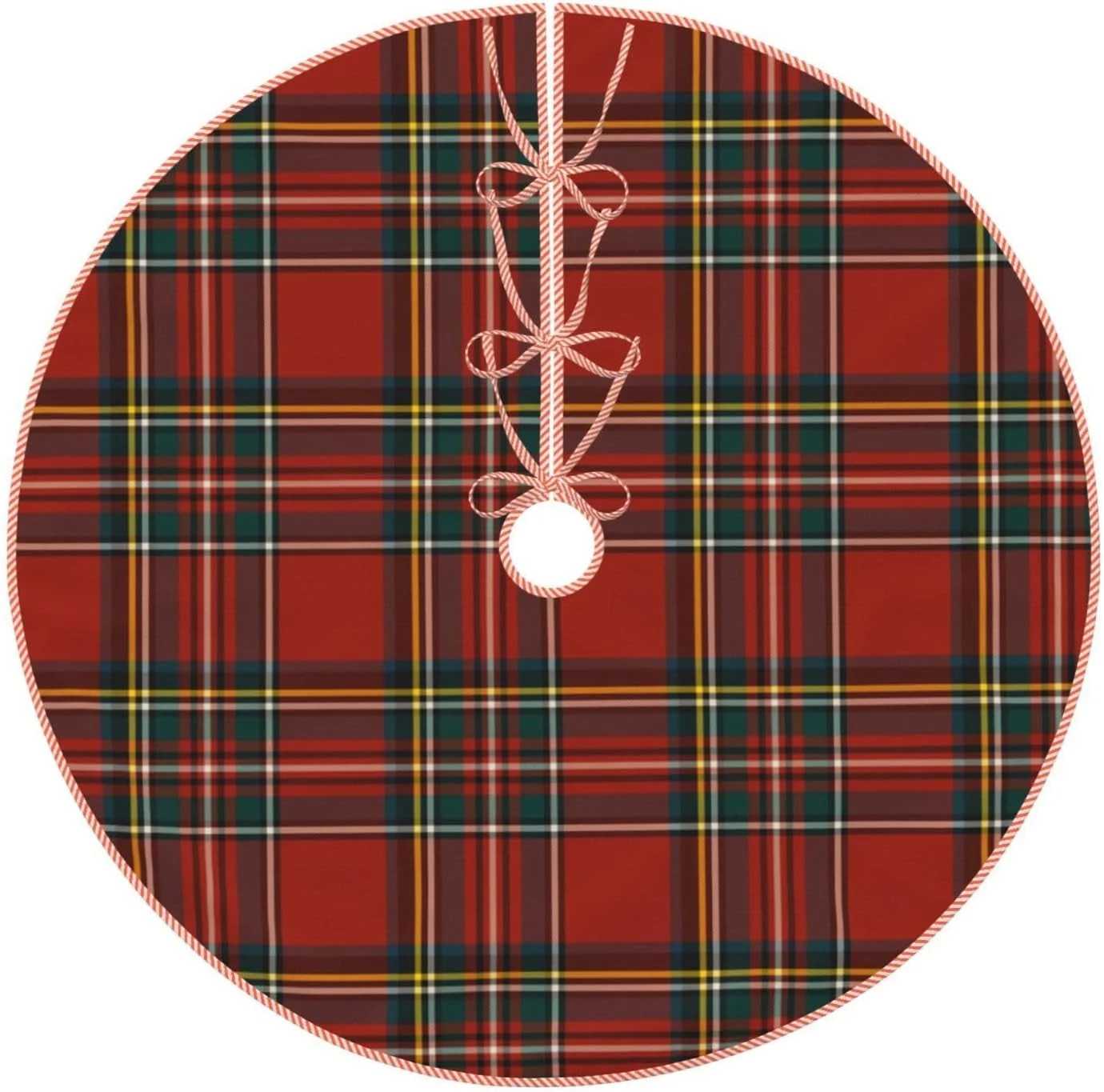 Christmas Tree Skirt Linen Royal Stewart Tartan Classic Red Scottish Plaid Xmas Tree Skirt Decora... | Walmart (US)