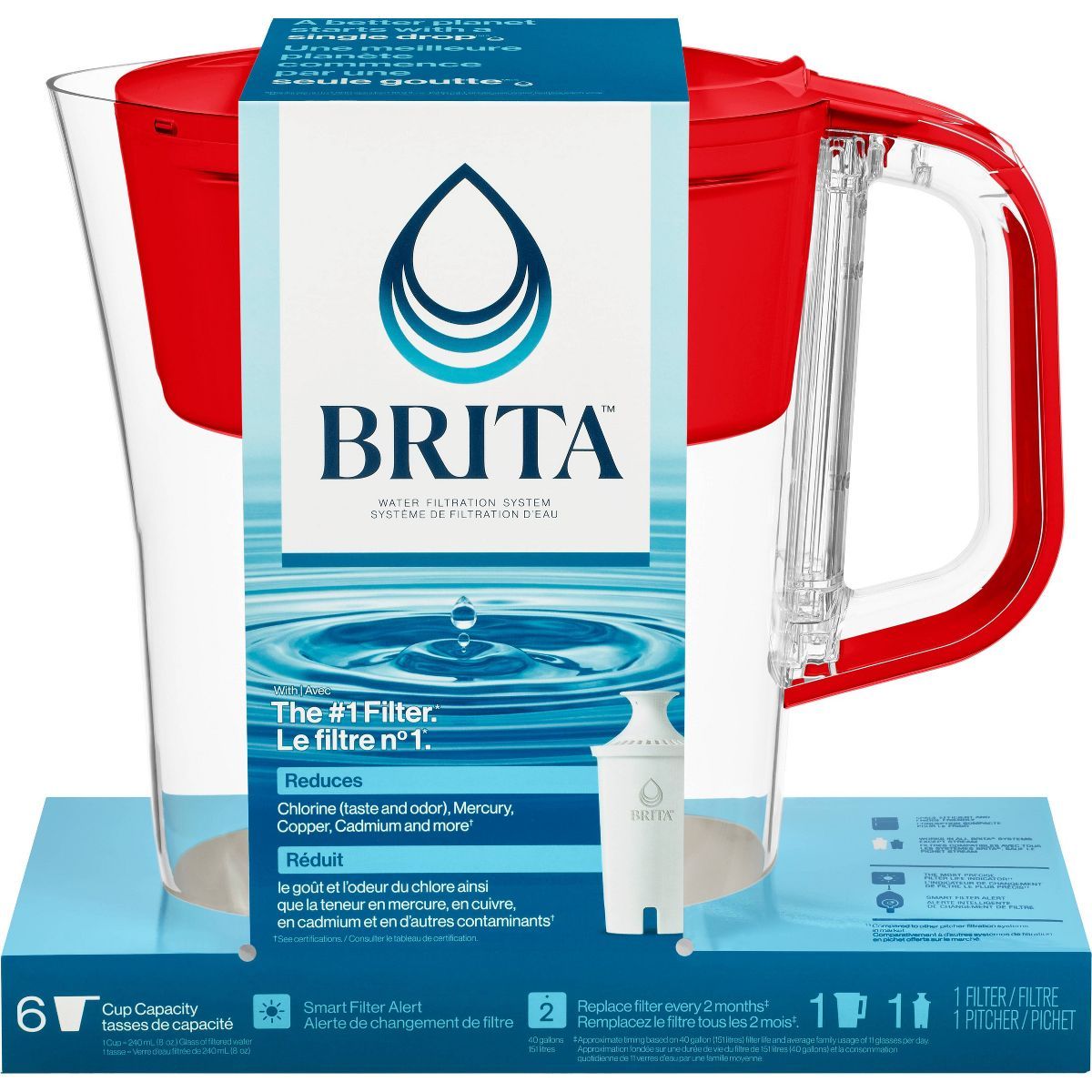 Brita Water Filter 6-Cup Denali Water Pitcher Dispenser with Standard Water Filter | Target