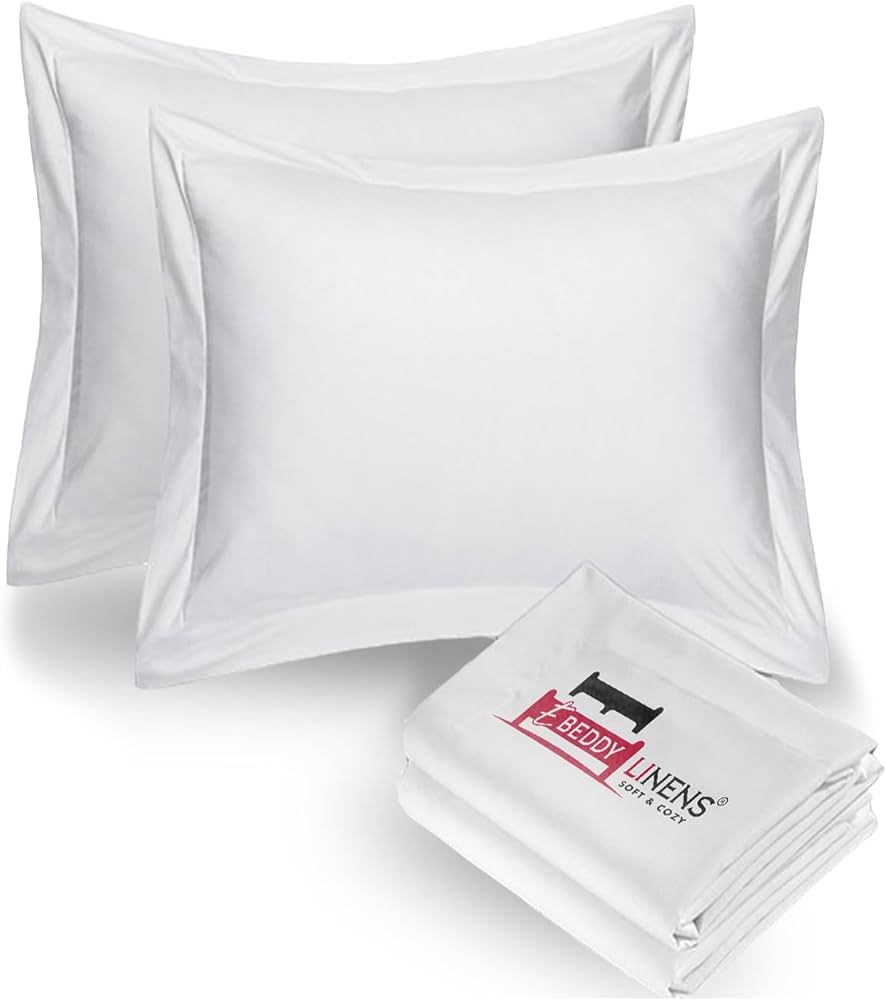 eBeddy Linens 100% Natural Cotton 800-TC White Pillow Shams Set Sofa/Square 22x22,Long Staple-Sat... | Amazon (US)