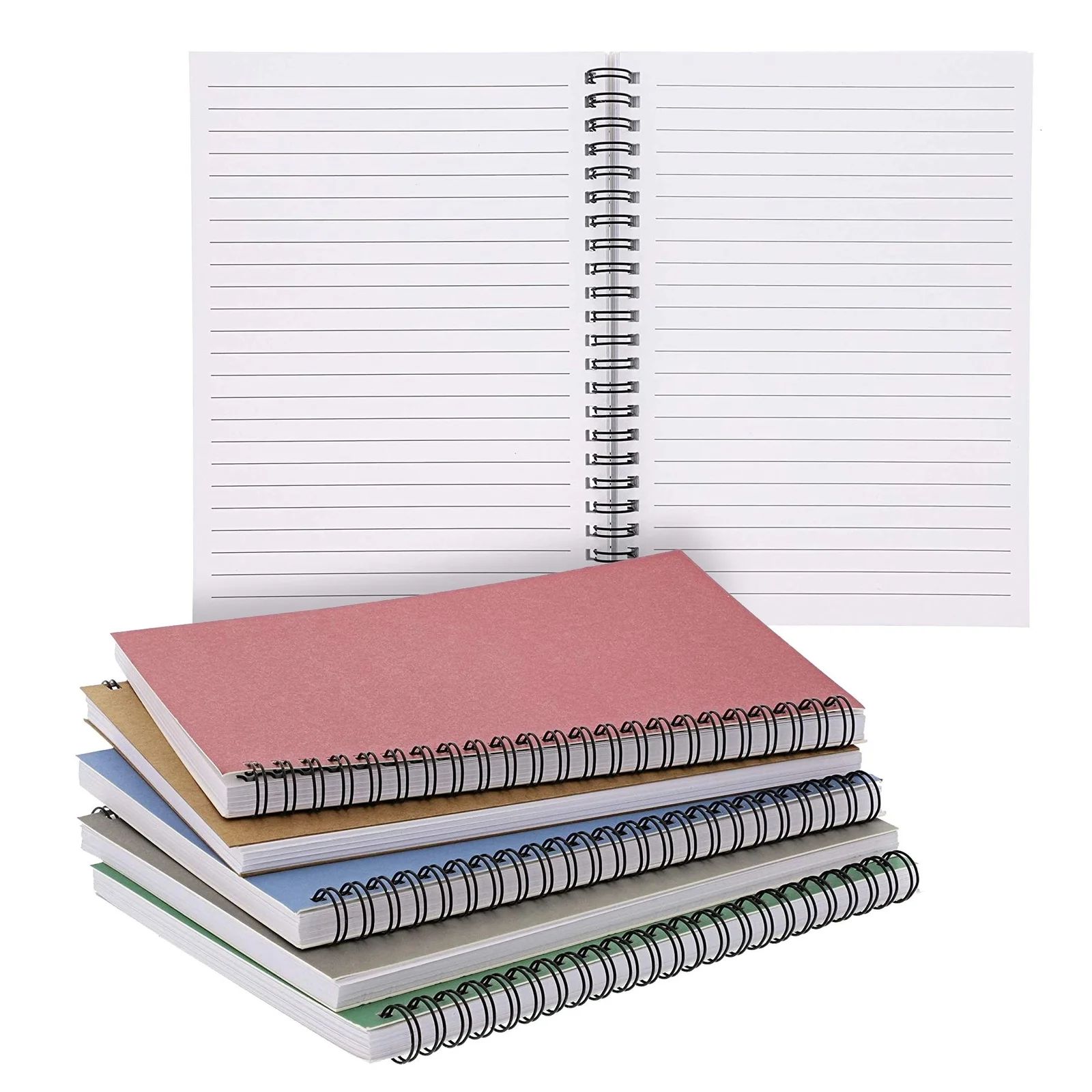5 Pack Lined Spiral Bound Journal Bulk Set for Students, Kraft Hardcover 6x8 Notebook Refill in 5... | Walmart (US)