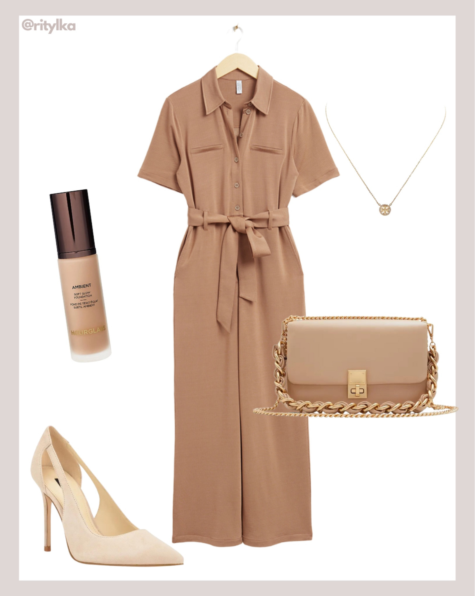 Work wearing 

Tan jumpsuit 
Brown jumpsuit 
Tan crossbody bag
Tan heels
Gold necklace 

#workwear #workwearstyle #workoutfit #spring2023fashion #springbreak2023 

#LTKbeauty #LTKworkwear #LTKstyletip