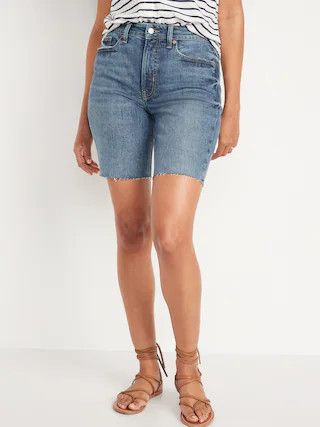 High-Waisted O.G. Straight Cut-Off Jean Shorts for Women -- 9-inch inseam | Old Navy (US)