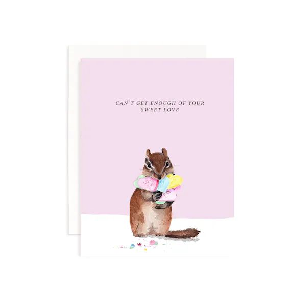 Can't Get Enough of Your Sweet Love Valentine's Day Card | Watercolor Chipmunk Card | Funny Valen... | Etsy (US)