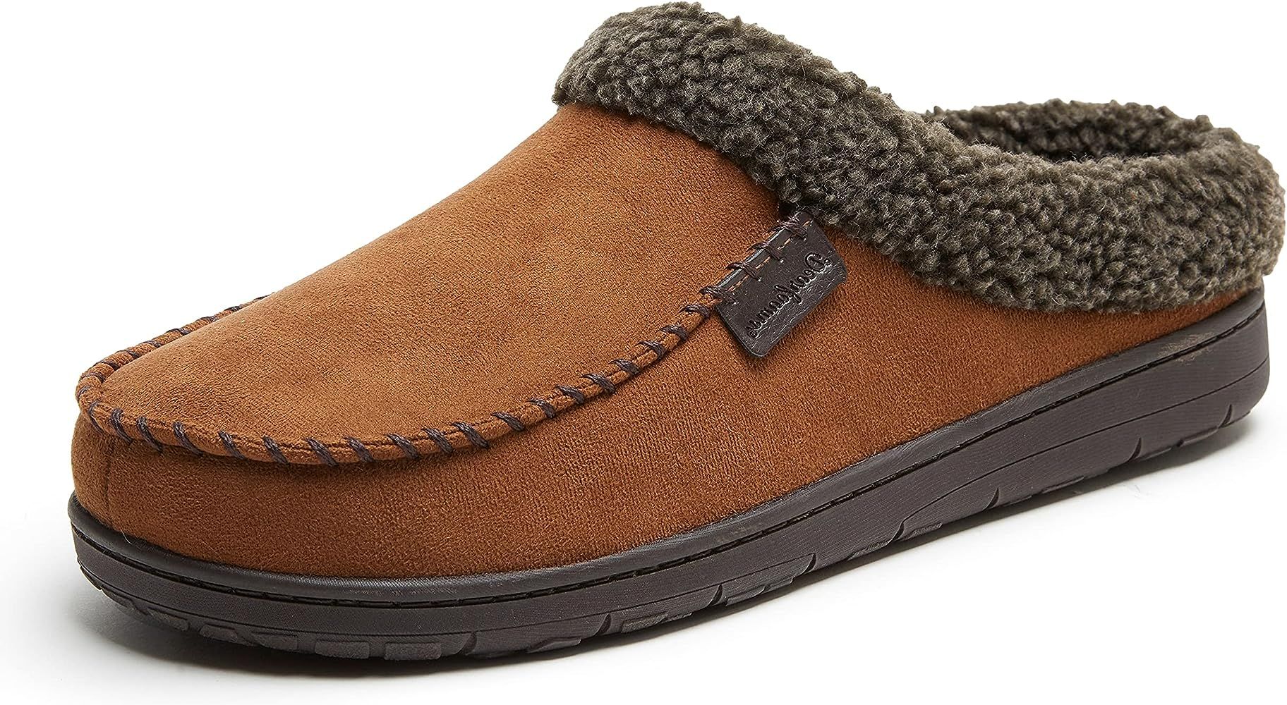 Dearfoams Men's Microfiber Suede Clog with Whipstitch Slipper | Amazon (US)