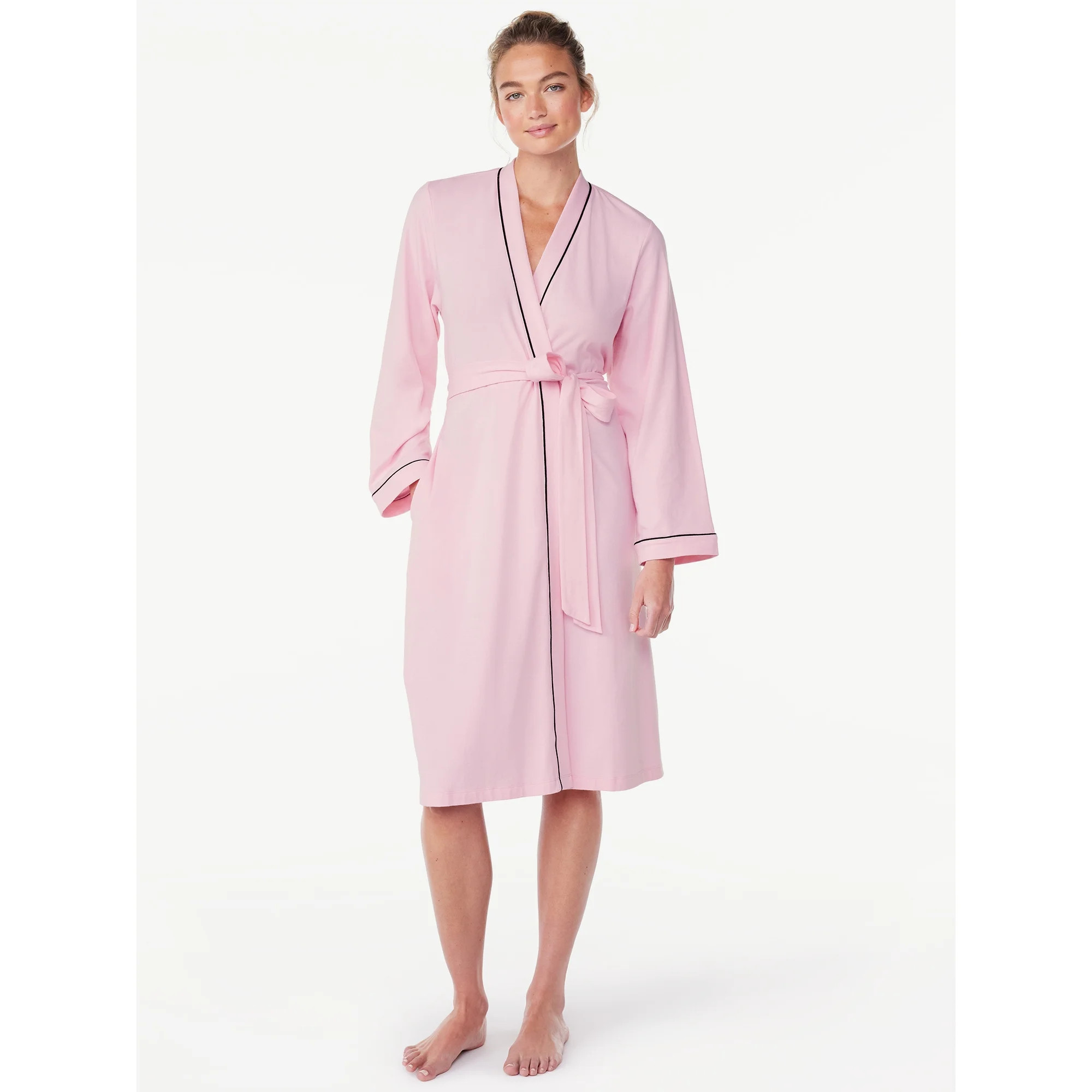 Joyspun Women's Cotton-Blend Wrap Robe with Long Sleeves, Sizes S-3X | Walmart (US)