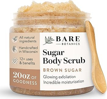 Bare Botanics Brown Sugar Body Scrub 20oz | Made in Madison, WI | All Natural Sugar Exfoliator w/... | Amazon (US)
