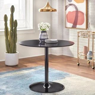 Carson Carrington Klemens Round Dining Table - Faux Marble/Black | Bed Bath & Beyond