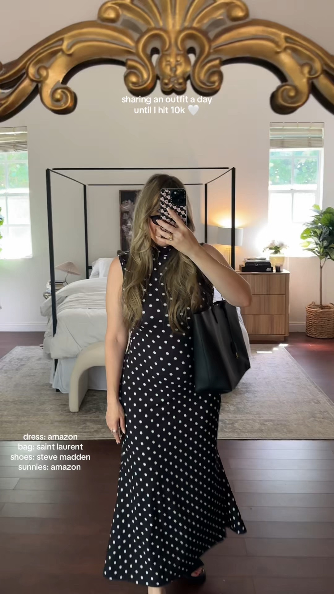 Sharing my outfit of the day! This polka dot midi dress is so chic and classic