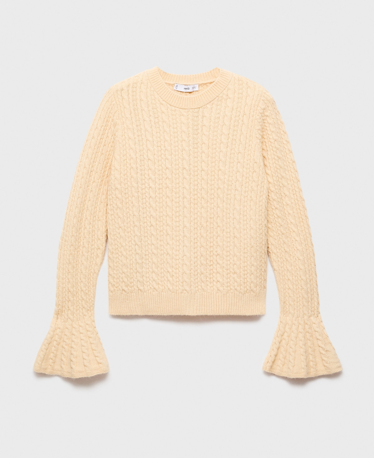 Mango Women's Flared Sleeves Cable-Knit Sweater - Pastel Yellow | Macy's