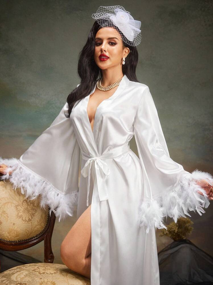 Pinupglam Feather Robe | SHEIN