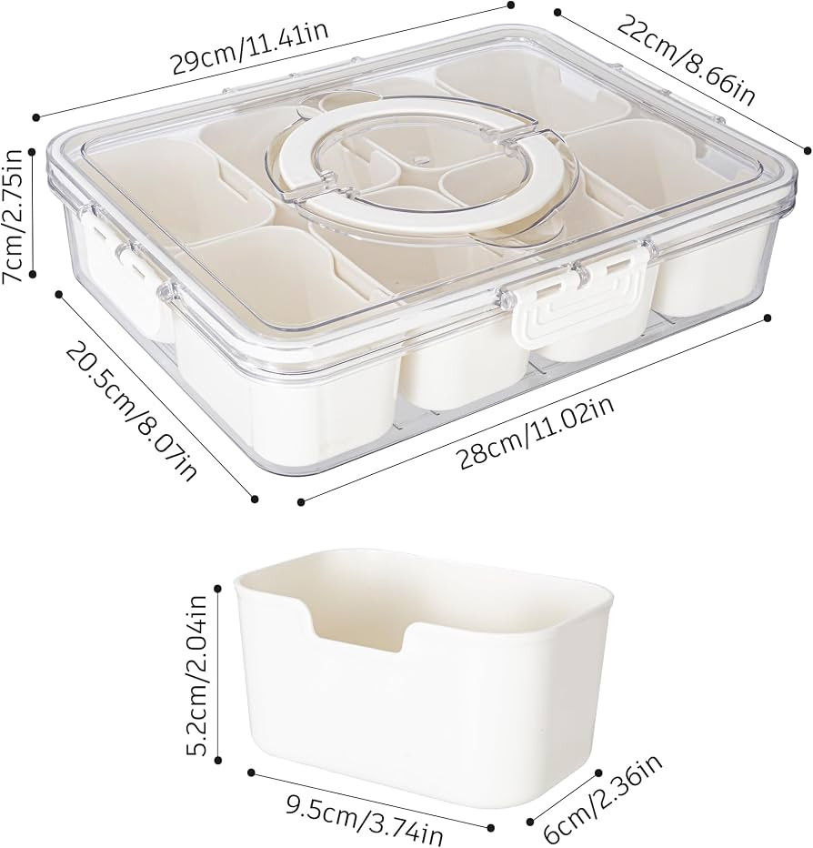 Dingerjar Divided Serving Tray with Lid and Handle - Snackle Box Charcuterie Container for Portab... | Amazon (US)
