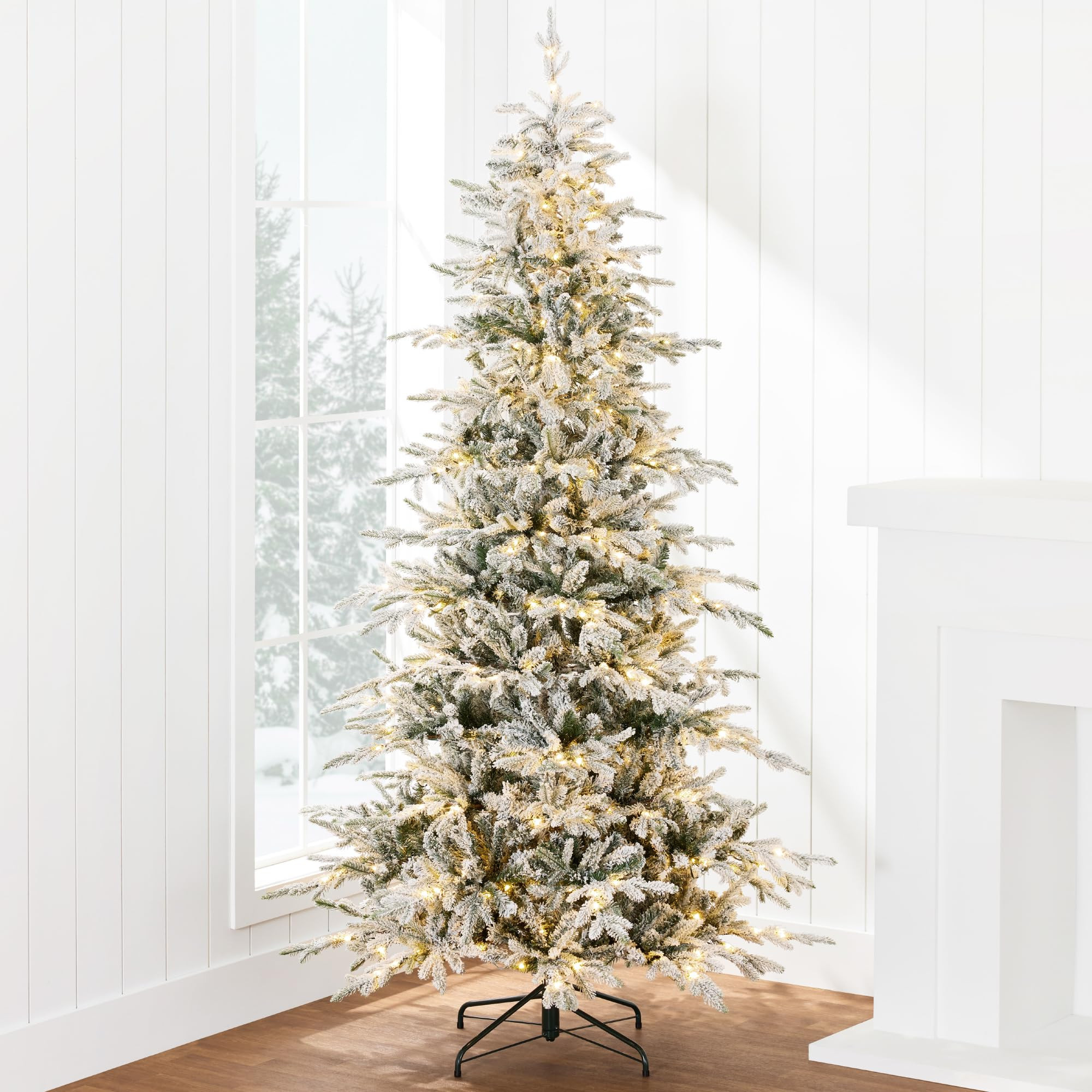 Best Choice Products Lighted Aspen Christmas Tree, 9ft Flocked Artifical Noble Fir, Pre-Lit White & Multicolored LED Lights Premium Holiday Décor | Amazon (US)