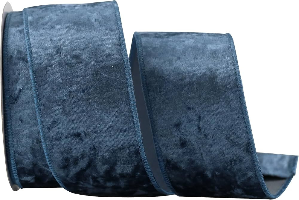 Amazon.com: MAYREEL Dusty Blue Crushed Velvet Ribbon Wired 2.5" x 10 Yards Blue Christmas Wired E... | Amazon (US)