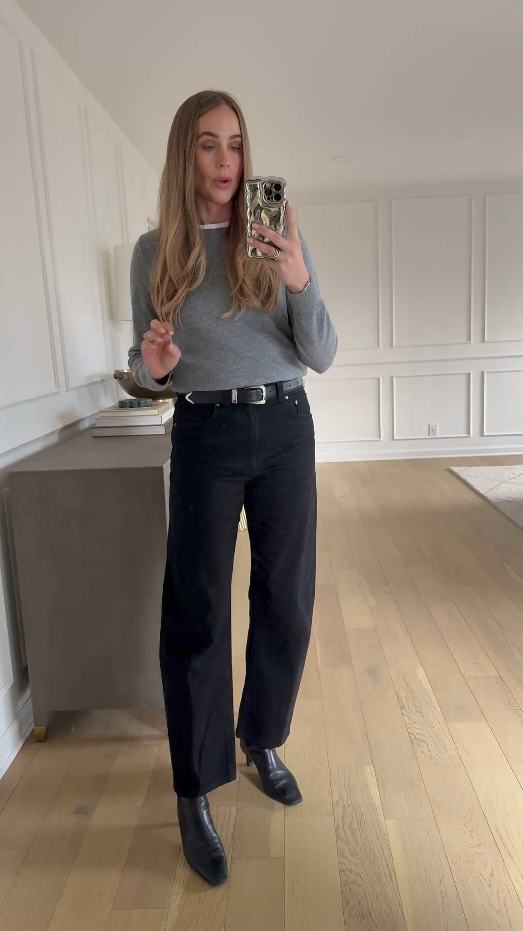 Fashion Jackson, black barrel jeans I took my true size for a relaxed fit. Sizing down would be fitted @nordstrom #nordstrompartner 

#LTKCyberWeek #LTKOver40 #LTKSaleAlert