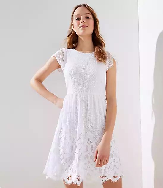 Floral Lace Flare Dress | LOFT