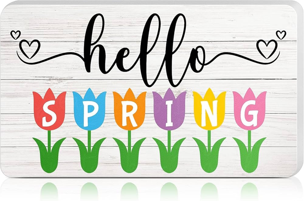 Yalikop Hello Spring Wood Sign for Home Farmhouse Decor 9 x 5.3 Inch Spring Table Centerpiece Fre... | Amazon (US)