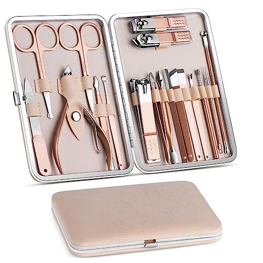 Manicure Set, Pedicure Kit, Nail Clippers, Professional Grooming Kit, Nail Tools 18 In 1 with Lux... | Amazon (US)