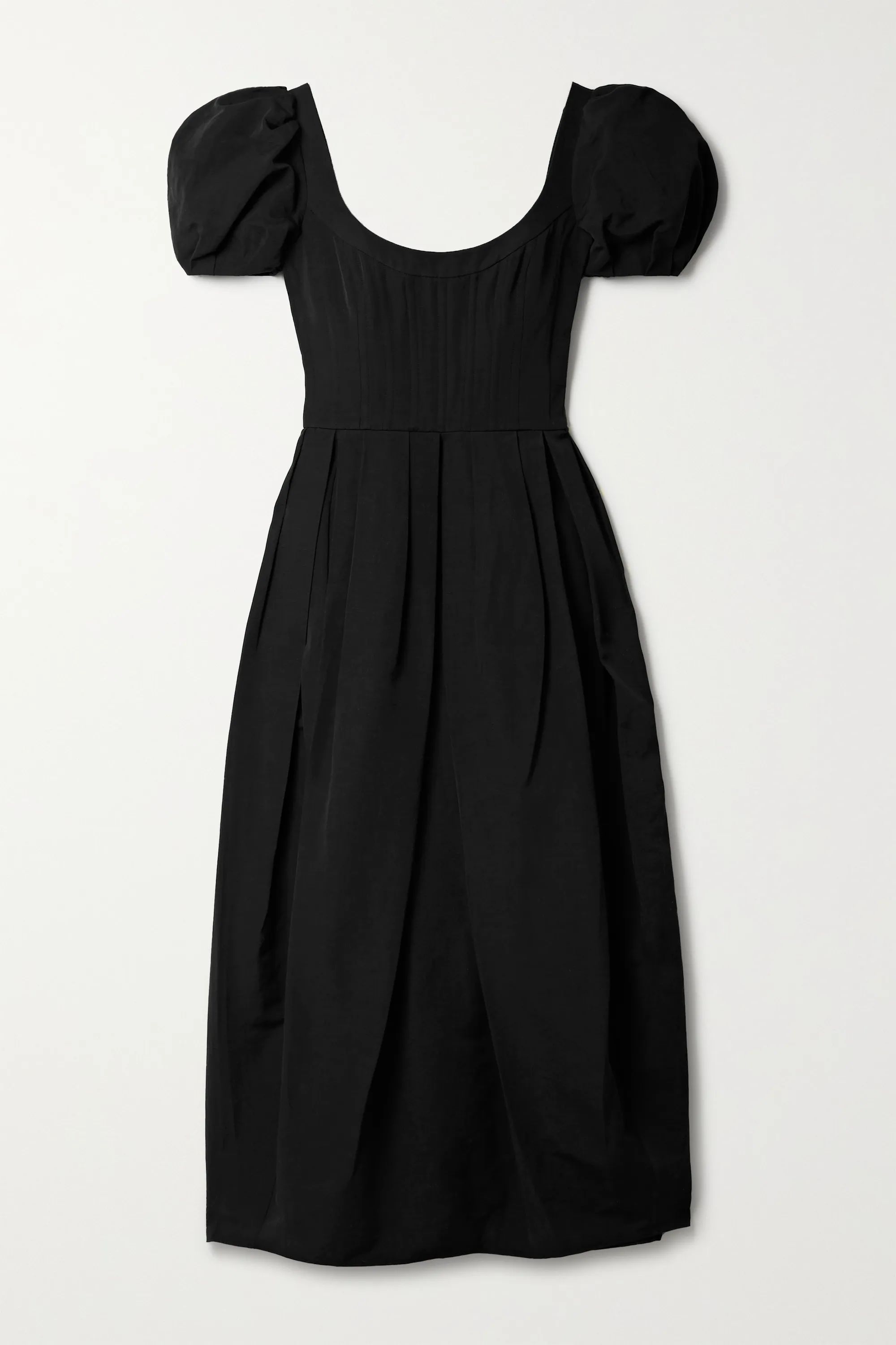 Black Salvina pleated cotton-blend poplin midi dress | Brock Collection | NET-A-PORTER | NET-A-PORTER (US)