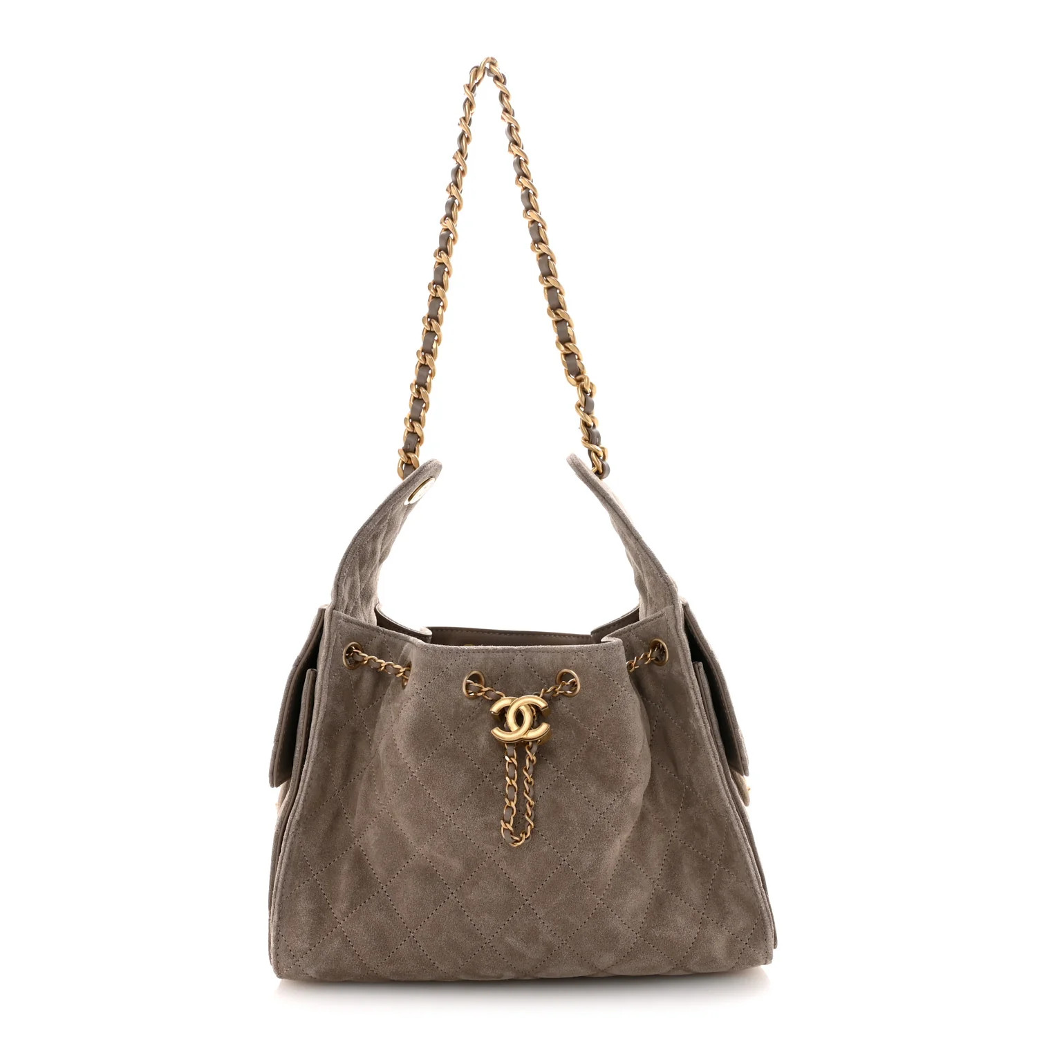 Suede Quilted Small Chanel 25 Handbag Dark Grey | FASHIONPHILE (US)