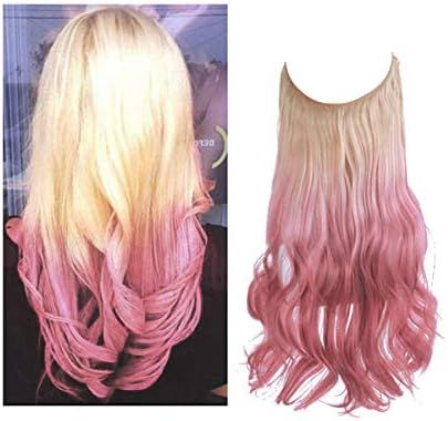 SARLA Ombre Halo Hair Extension Beach Blonde to Pink Curly Long Synthetic Hairpiece 18 Inch 4.2 O... | Amazon (US)