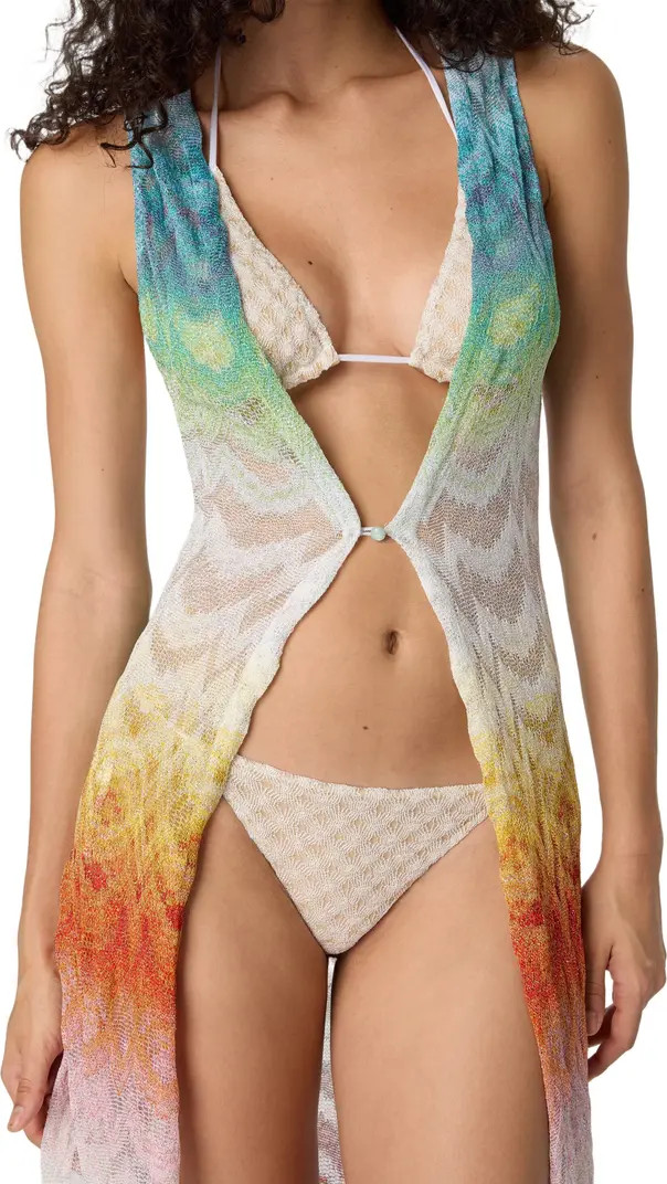 Long Gilet Cover-up In Shaded Lamé Viscose | Nordstrom