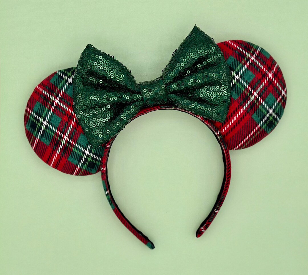 MADE TO ORDER Red and Green Plaid Christmas Mouse Ears Headband Mouse Ears Christmas Ears Christm... | Etsy (US)
