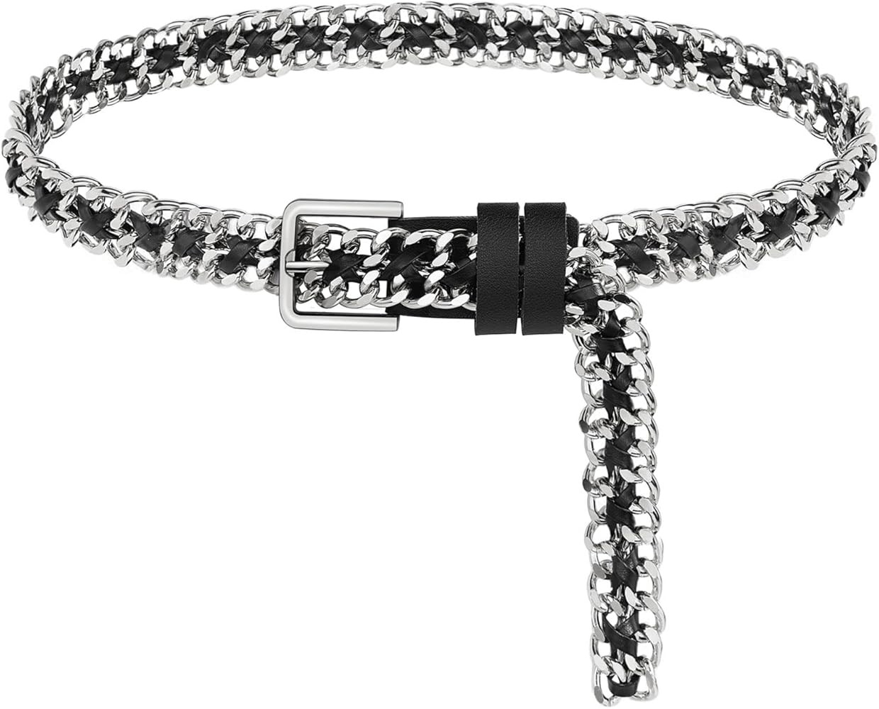 Glamorstar Gold Metal Punk Belts Leather Chain Waist Belt for Women Dresses | Amazon (US)