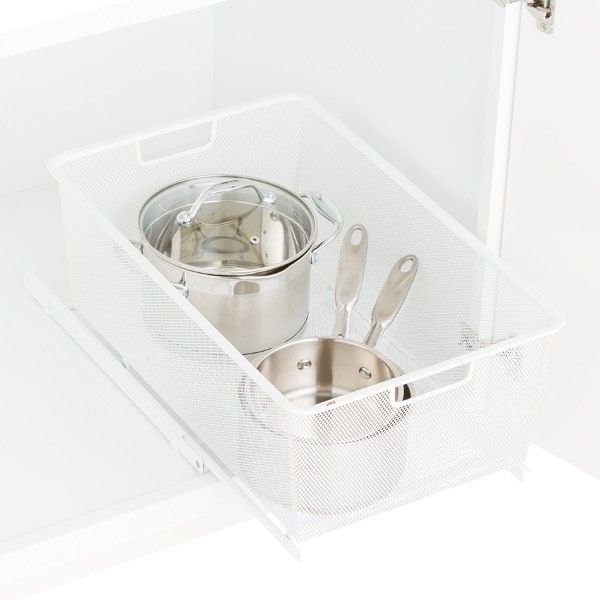 Elfa Narrow Pull-Out Cabinet Drawer White | The Container Store