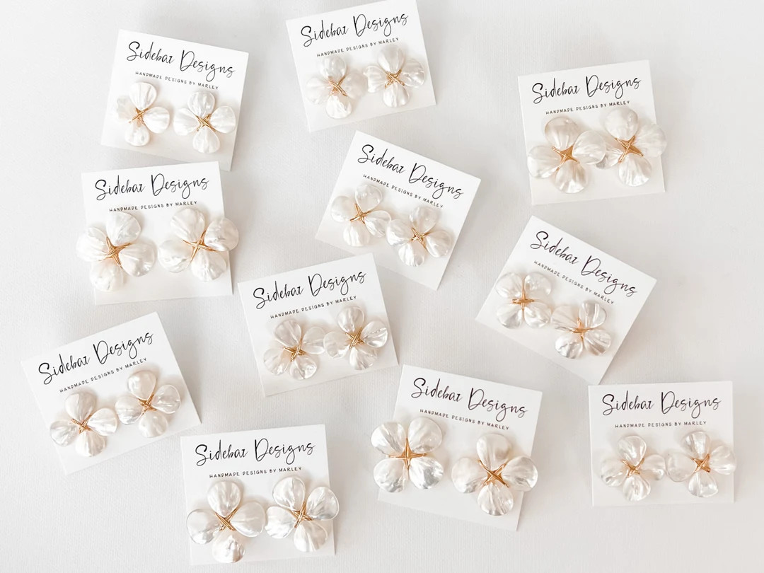 The Anna Grace Earrings Mother of Pearl Flower Earrings Bridal Earrings Bridesmaid Earrings Bride... | Etsy (US)