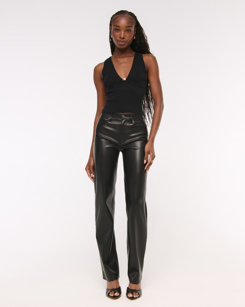 High Rise 90s Relaxed Vegan Leather Pant | Abercrombie & Fitch (US)