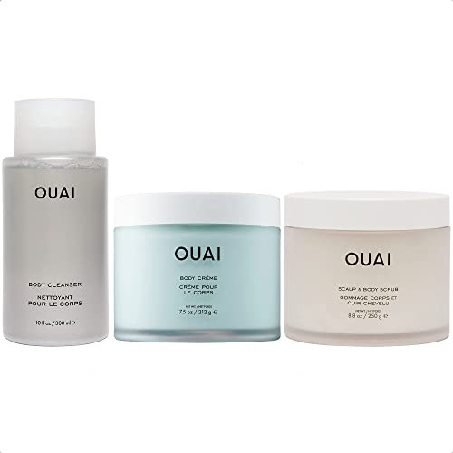 OUAI Body Care Bundle - Body Cleanser Foaming Body Wash, Hydrating Body Cream, Exfoliating Scalp & Body Scrub - Moisturizing Bath & Body Care Set (3 Count, 10 Oz/7.5 Oz/8.8 Oz) | Amazon (US)
