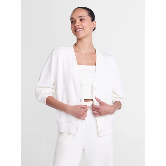 Athletic Works Women's and Women's French Terry Cardigan with Long Sleeves, Sizes XS-4X | Walmart (US)