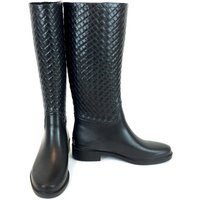 100% Waterproof Natural Soft Rubber Slip On Riding Boot - Knee High Mud Boots Luxury Rain Wear Black Woven Texture | Etsy (US)