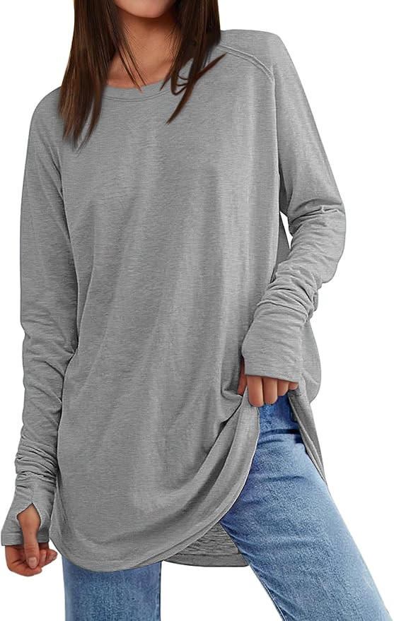 AUTOMET Womens Long Sleeve Shirts Crew Neck Casual Tshirts Fall Fashion Tops Loose Fit Lightweigh... | Amazon (US)
