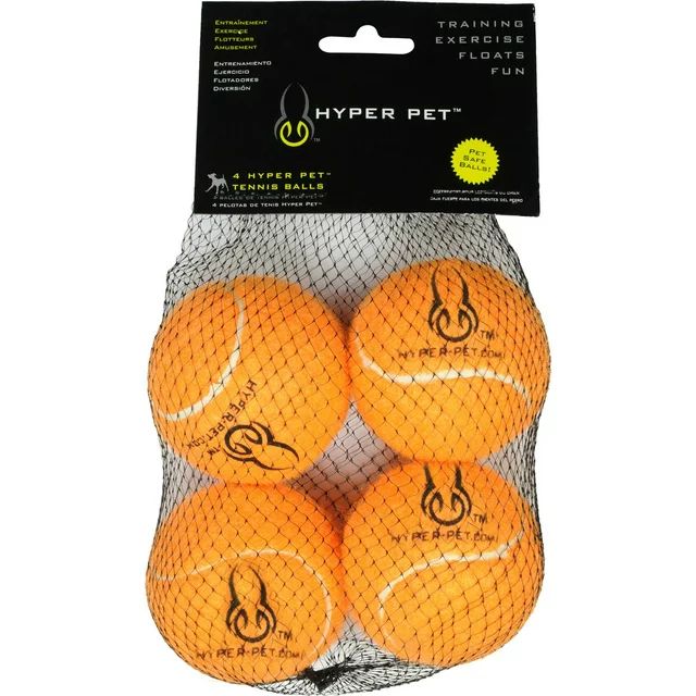 Hyper Pet Tennis Balls, Dog Fetch Toys, Grade A Rubber Ball, Orange, 4 Count | Walmart (US)