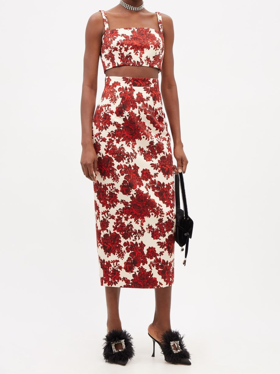 Fabiola floral-print taffeta cropped top | Emilia Wickstead | Matches (US)