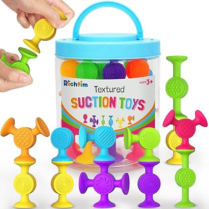 Textured Suction Bath Toys - 30 Pcs Silicone Baby and Toddler Sensory and Fine Motor Toys | Great... | Amazon (US)