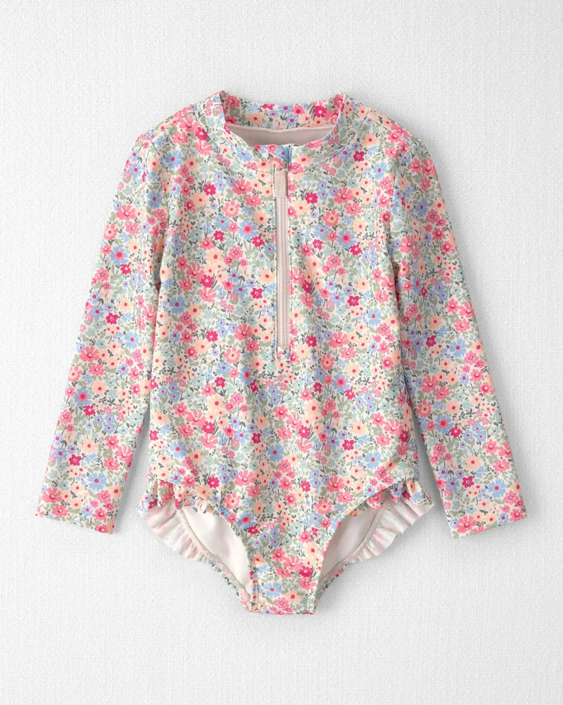 Little Planet Toddler Girl Recycled Rashguard Swimsuit in Meadow Mix 2T Meadow Mix | Carter's Inc