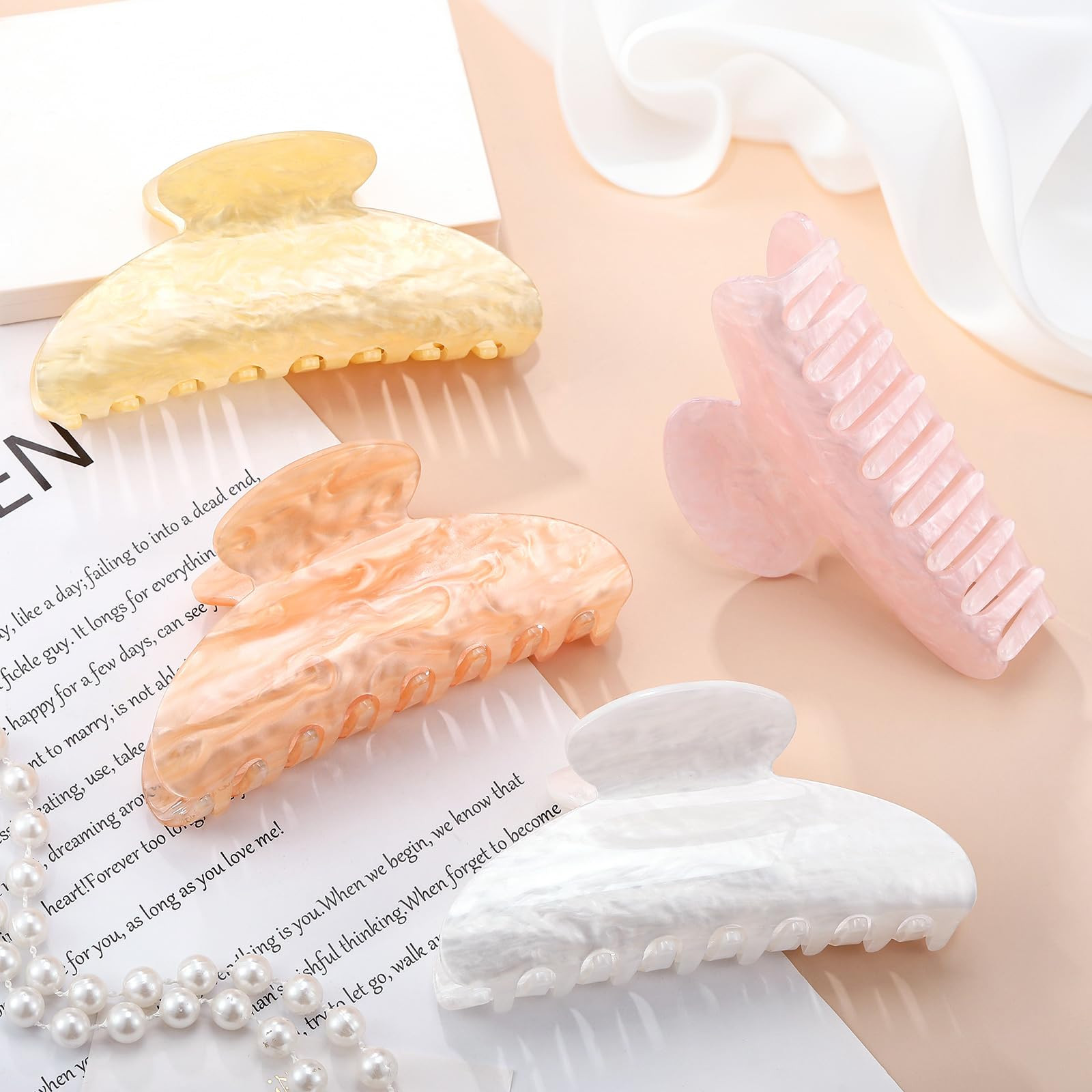 4.2 Inch Large Acrylic Claw Clips, Cute Champagne Blonde Hair Clips Strong Hold Hair Claw Barrett... | Amazon (US)
