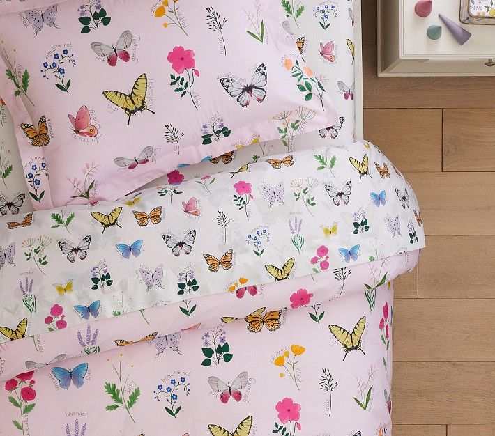 Botanical Butterfly Organic Sheet Set & Pillowcases | Pottery Barn Kids