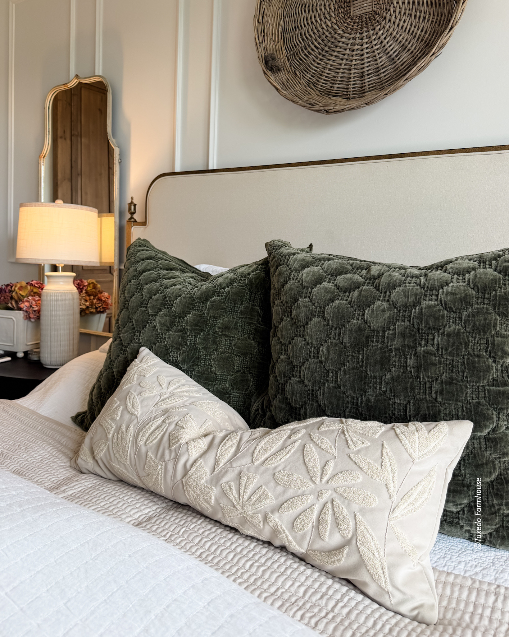 — Fall bedroom with neutral accent pillow. This gorgeous green quilt and shams will
take you through the holidays. So gorgeous and rich! 

 #LTKSeasonal #LTKHome #LTKSaleAlert