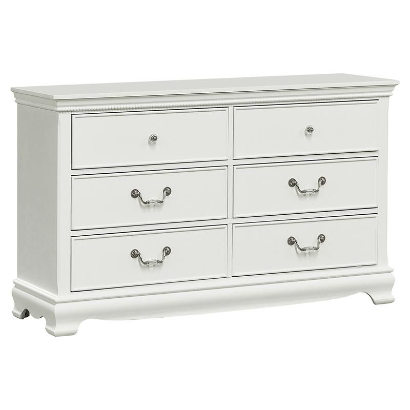 Lexicon Lucida 54-inch 6 Drawers Traditional Wood Dresser in White | Walmart (US)