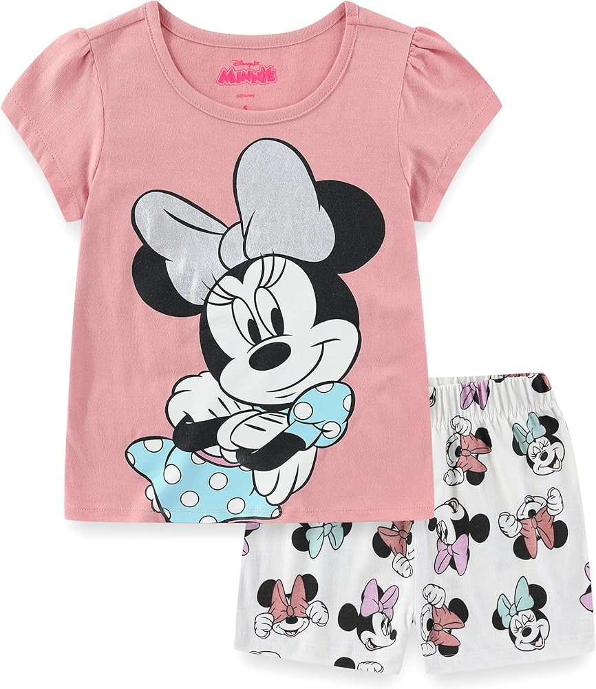 Disney Minnie Mouse Girls Short Sleeve T-Shirt and Shorts Set for Toddlers and Big Kids | Amazon (US)
